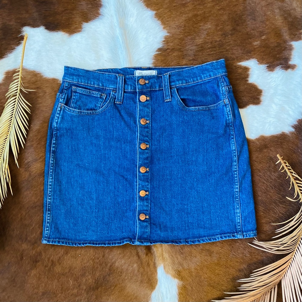 Madewell Button Denim Straight Mini Skirt -31
